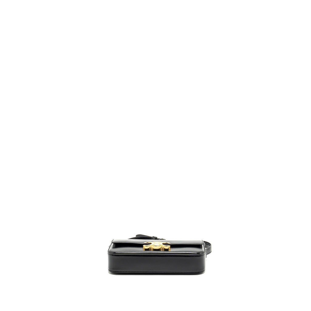 CELINE TRIOMPHE SHOULDER BAG SHINY CALFSKIN BLACK GHW