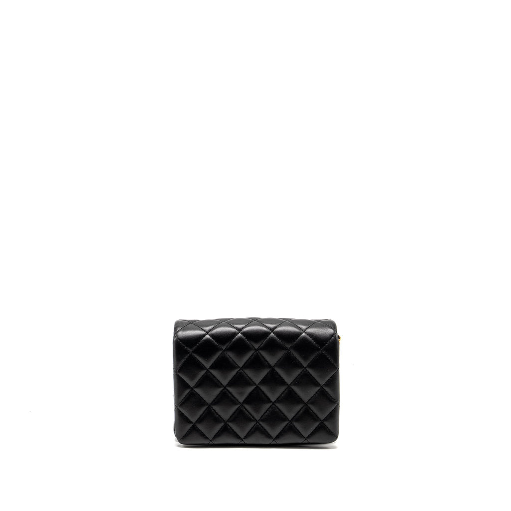 CHANEL 22A BUTTON ON CHAIN FLAP BAG LAMBSKIN BLACK GHW (MICROCHIP)