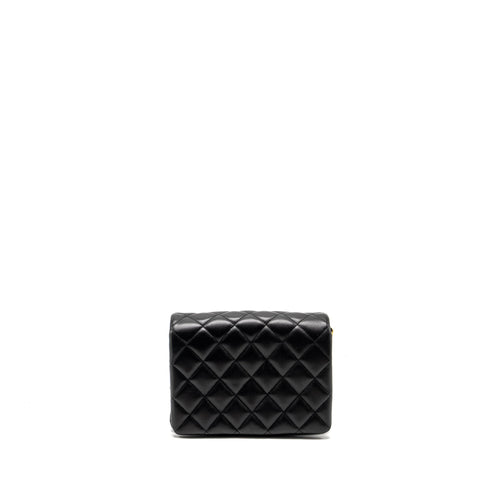 CHANEL 22A BUTTON ON CHAIN FLAP BAG LAMBSKIN BLACK GHW (MICROCHIP)