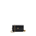 CHANEL PEARL CRUSH MINI WALLET ON CHAIN LAMBSKIN BLACK GHW (MICROCHIP)