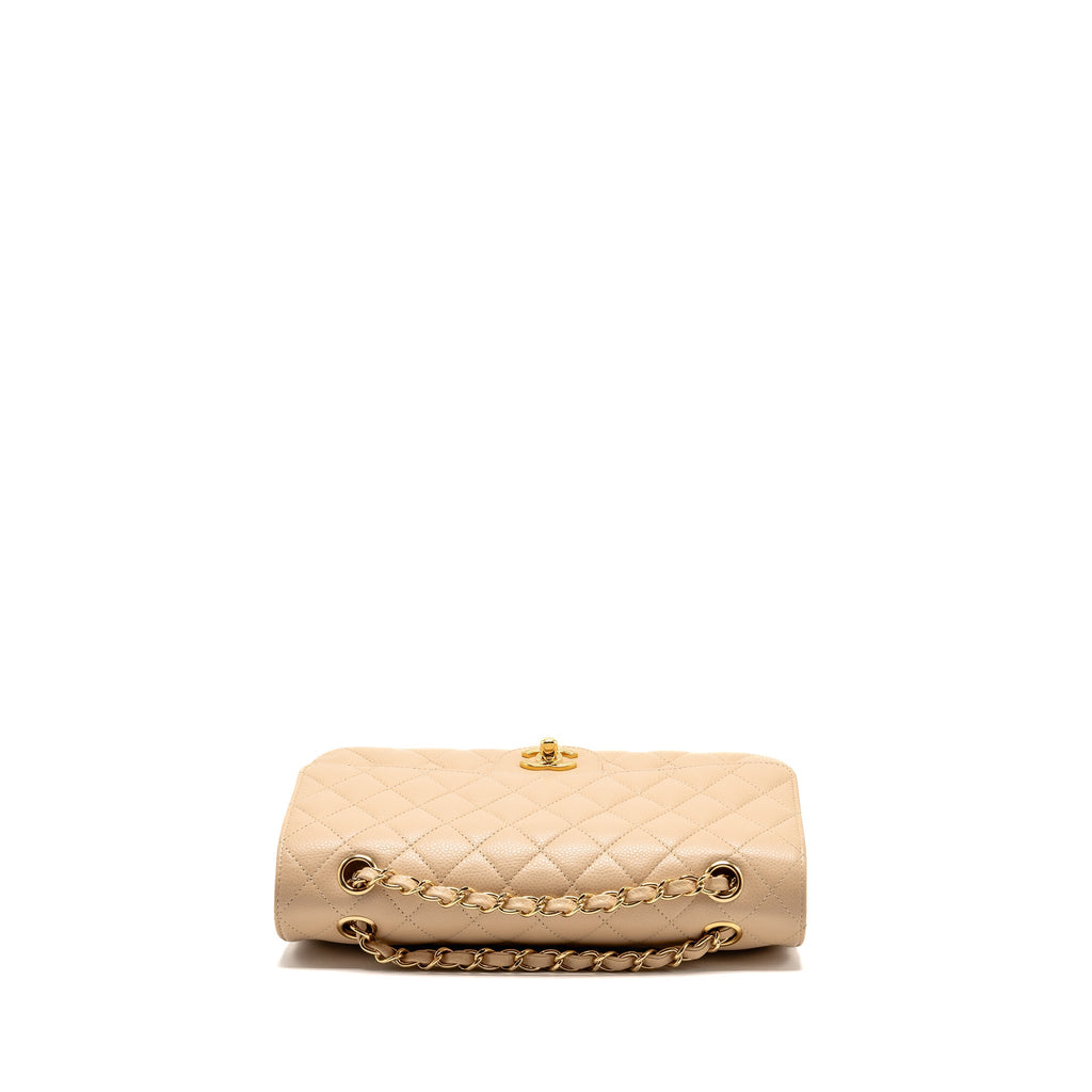 CHANEL MEDIUM CLASSIC DOUBLE FLAP BAG CAVIAR BEIGE GHW