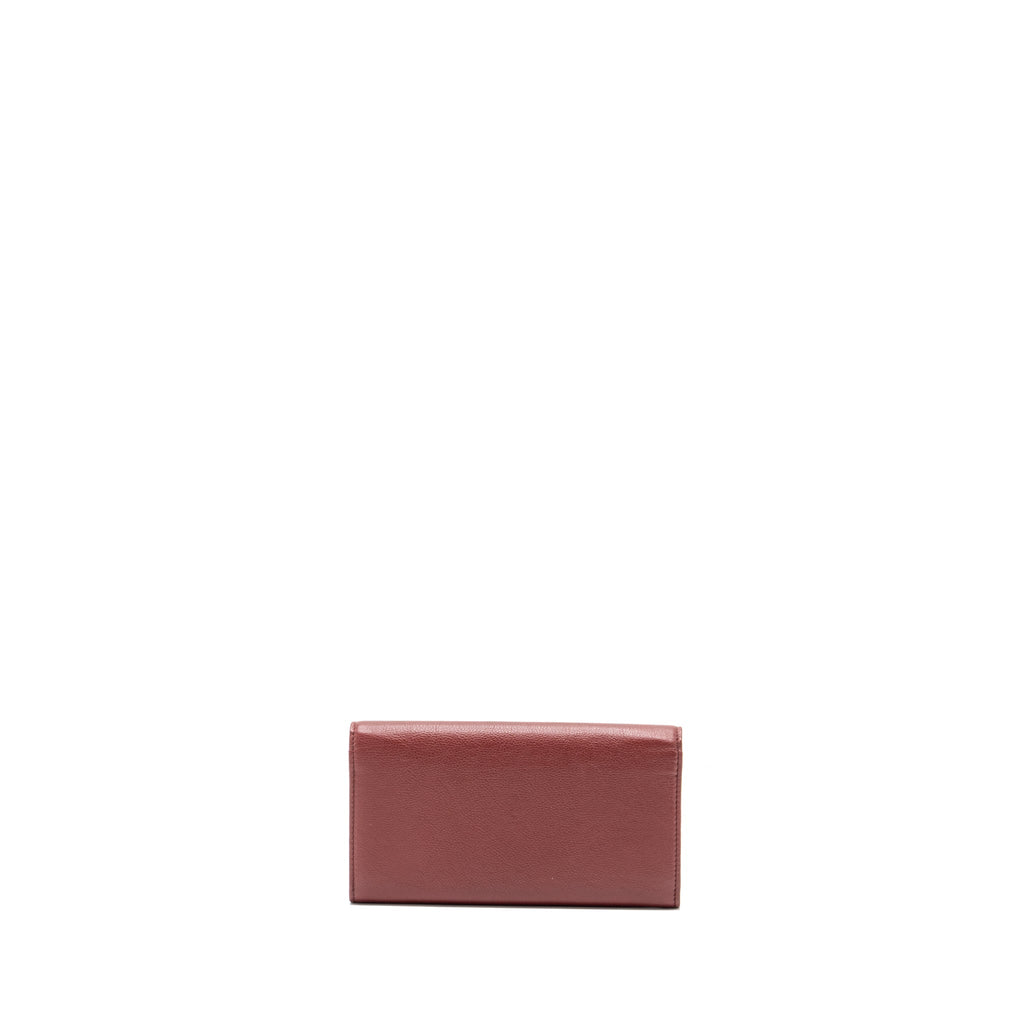 CHANEL FLAP LONG WALLET CALFSKIN RED GHW