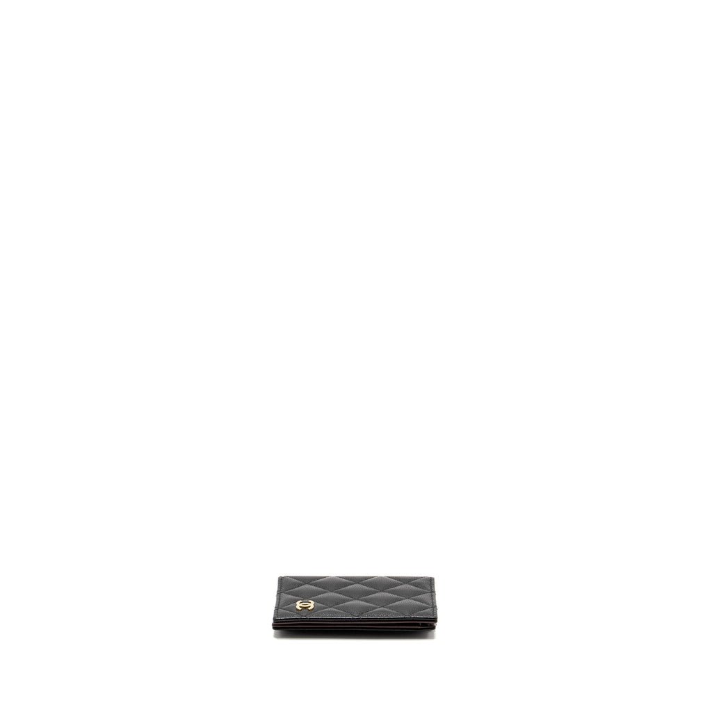 CHANEL COMPACT CARD HOLDER CAVIAR BLACK LGHW