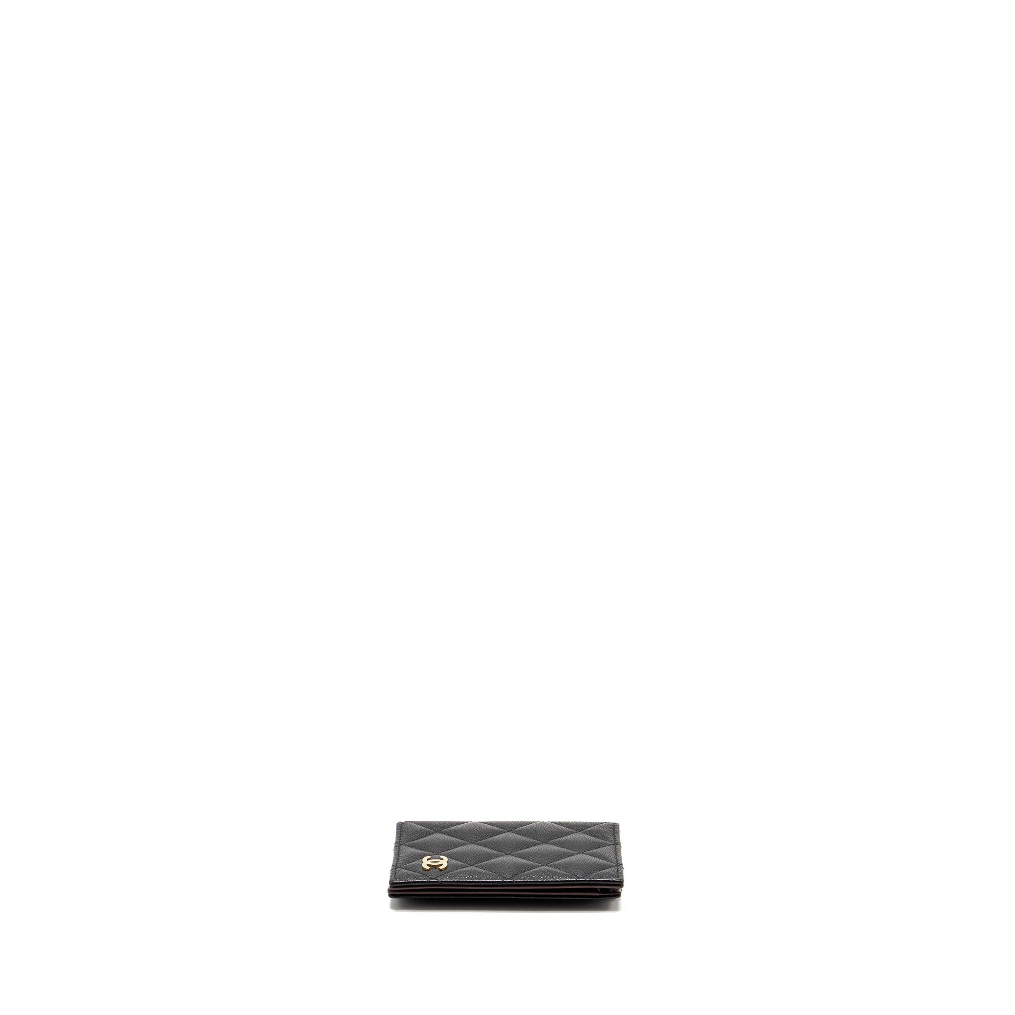 CHANEL COMPACT CARD HOLDER CAVIAR BLACK LGHW
