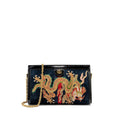 GUCCI OPHIDIA CHAIN BAG DRAGON EMBROIDERED SUEDE BLUE/BLACK/MULTICOLOUR GHW