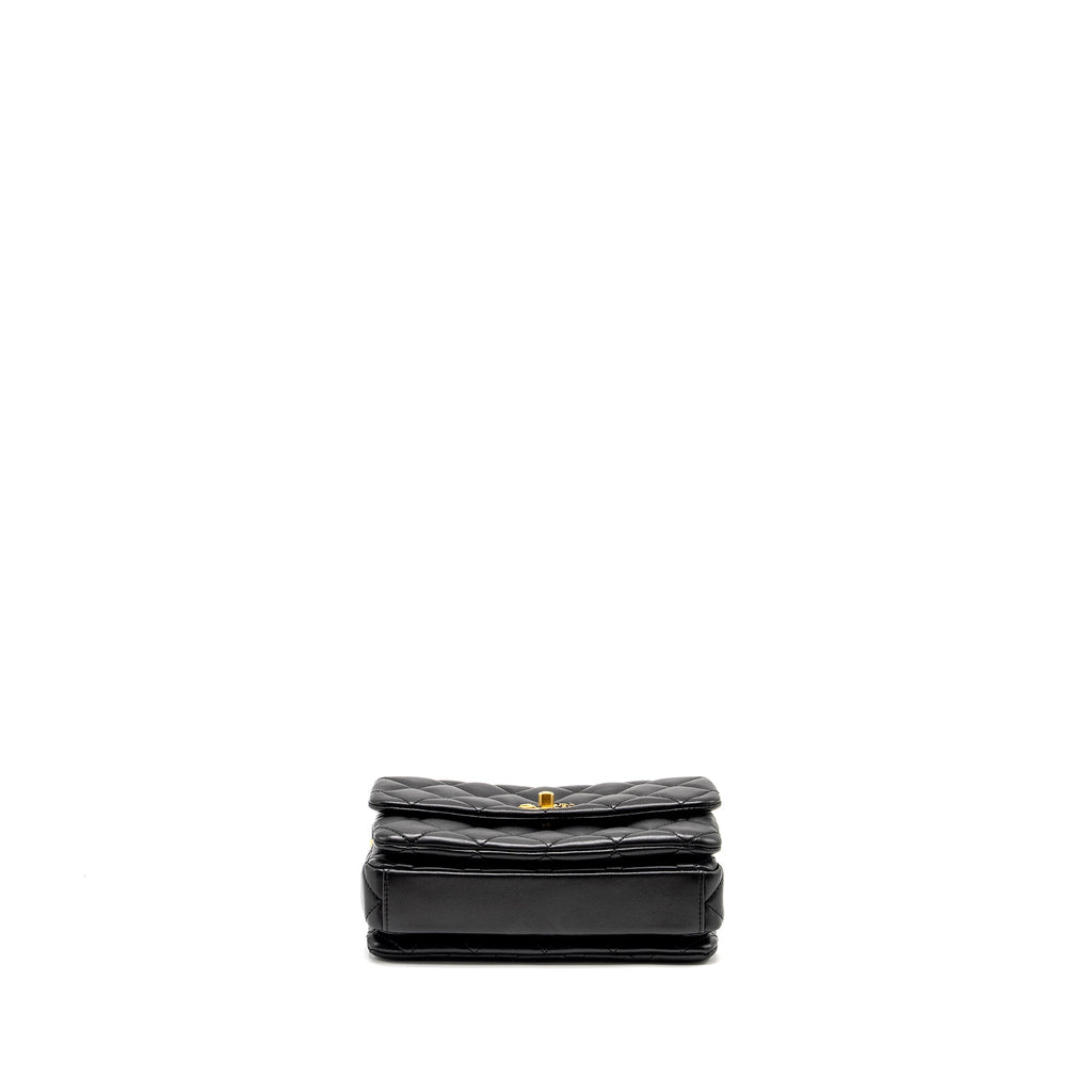 CHANEL 22A BUTTON ON CHAIN FLAP BAG LAMBSKIN BLACK GHW (MICROCHIP)
