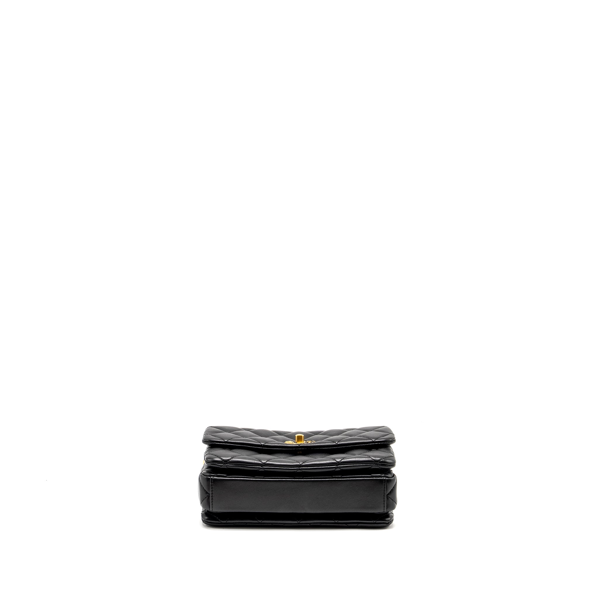 CHANEL 22A BUTTON ON CHAIN FLAP BAG LAMBSKIN BLACK GHW (MICROCHIP)