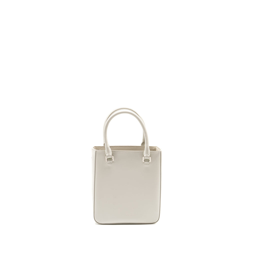 PRADA SMALL BRUSHED LEATHER TOTE BAG WHITE SHW
