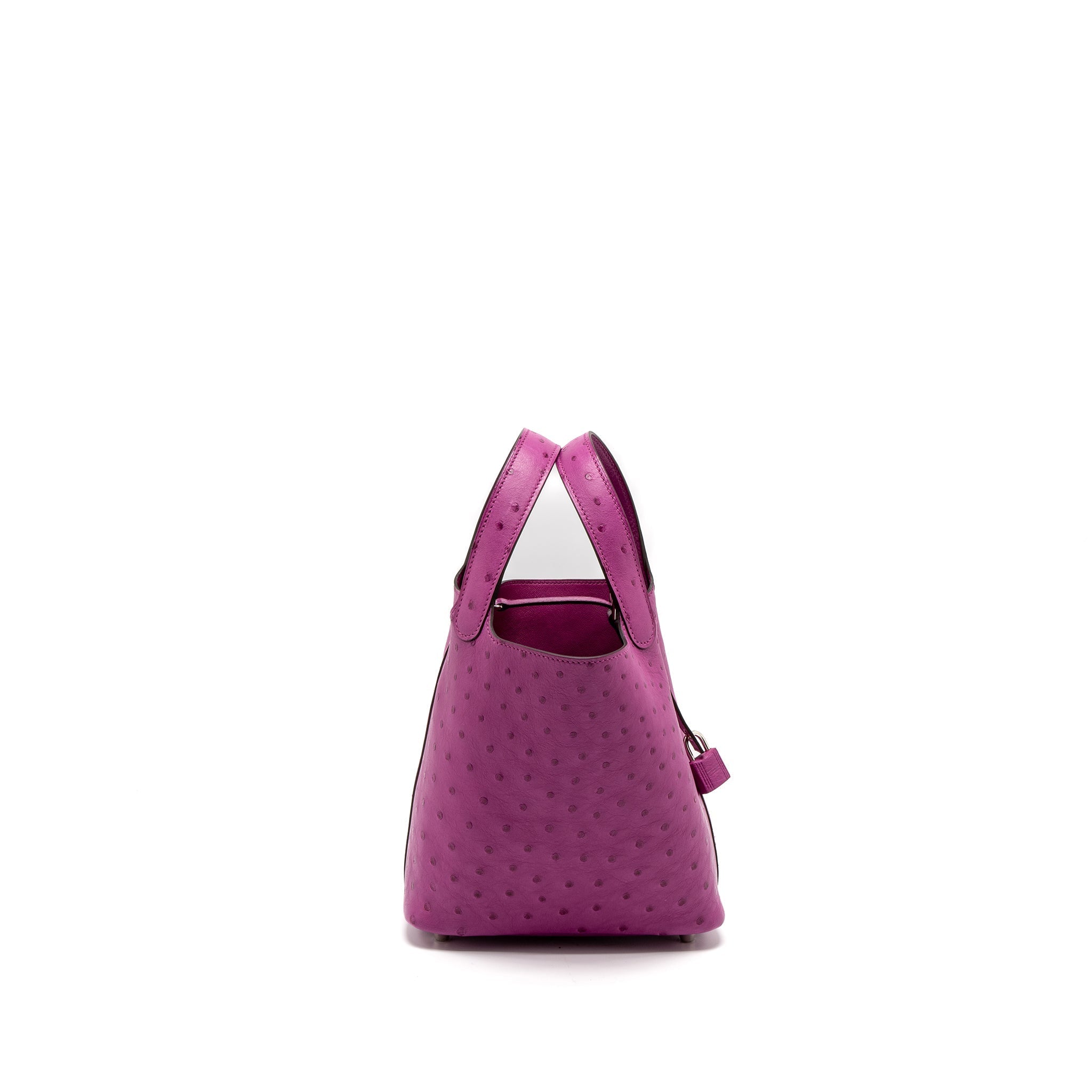 HERMES PICOTIN 18 LOCK BAG OSTRICH L3 ROSE POURPRE FUCHSIA SHW