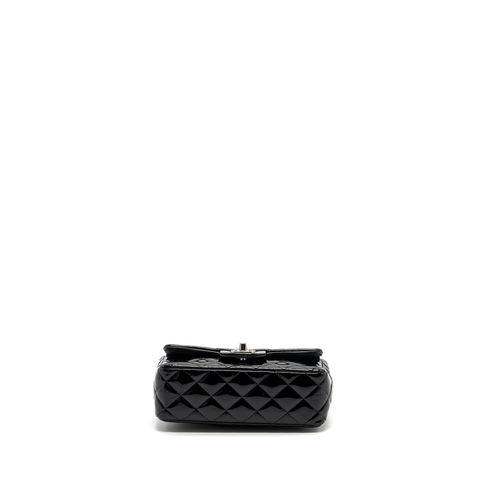 CHANEL MINI RECTANGULAR FLAP BAG PATENT BLACK SHW
