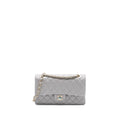 CHANEL CLASSIC MEDIUM DOUBLE FLAP BAG CAVIAR LIGHT GREY LGHW (MICROCHIP)