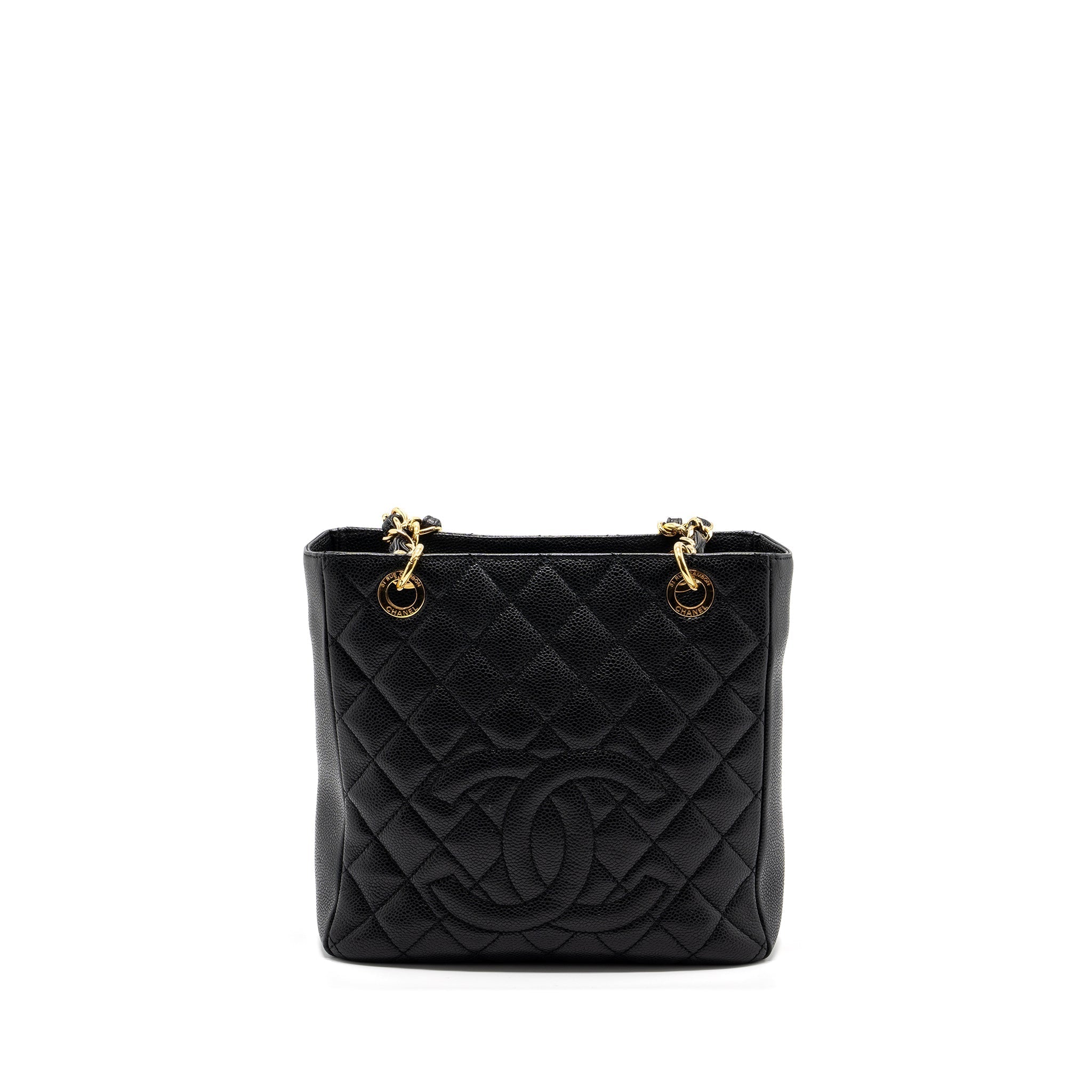 CHANEL GRAND SHOPPING TOTE BAG PM CAVIAR BLACK GHW