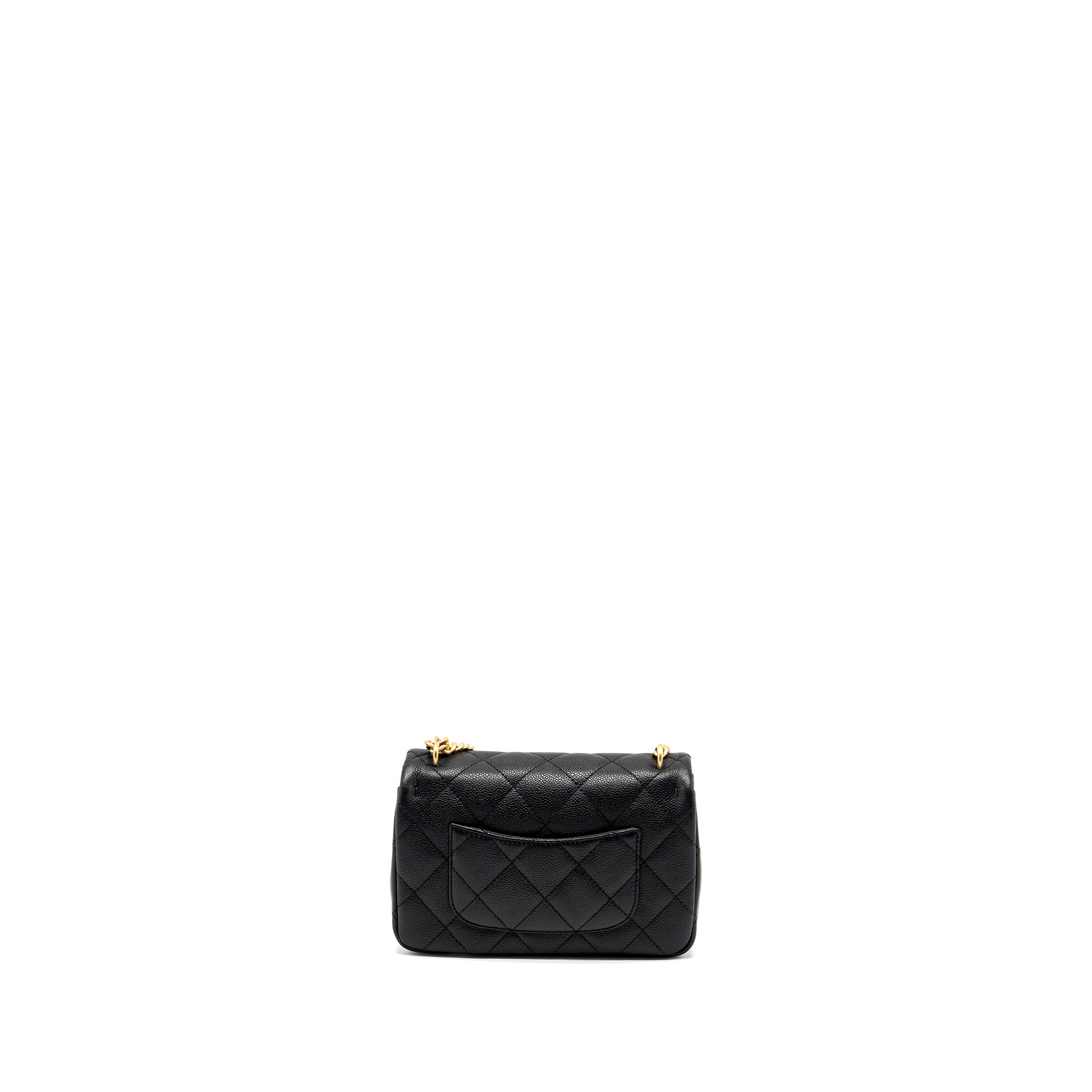 CHANEL 24P COCO LOVE MINI FLAP BAG ADJUSTABLE CHAIN CAVIAR BLACK BRUSH GHW (MICROCHIP)