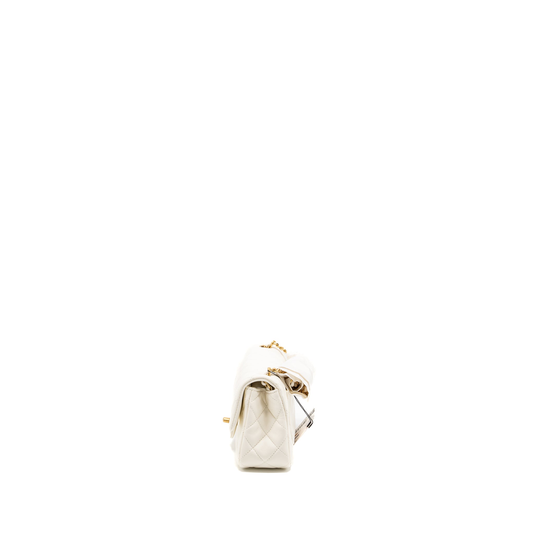 CHANEL 22C PEARL CRUSH MINI RECTANGULAR FLAP BAG LAMBSKIN WHITE GHW (MICROCHIP)