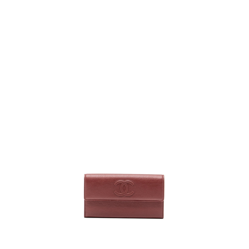 CHANEL FLAP LONG WALLET CALFSKIN RED GHW