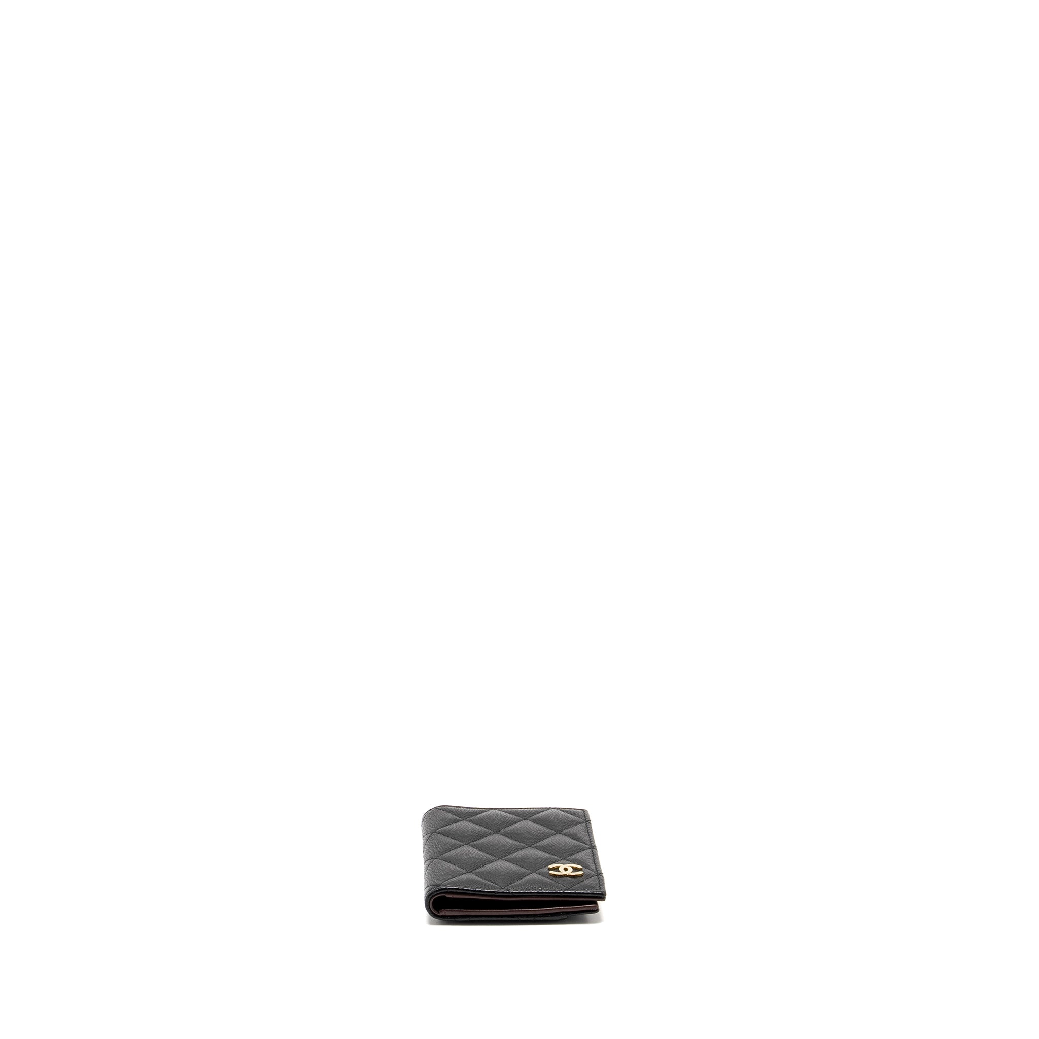CHANEL COMPACT CARD HOLDER CAVIAR BLACK LGHW