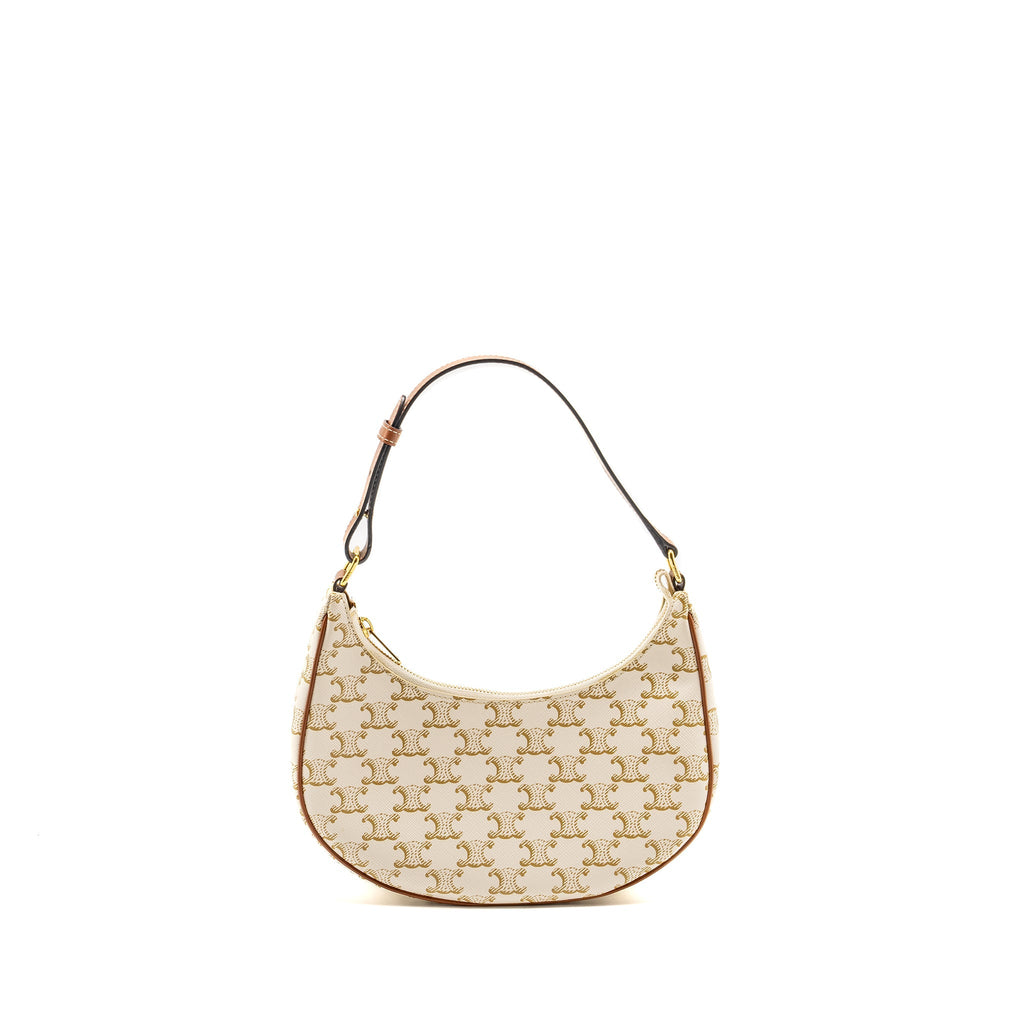 CELINE MEDUIM AVA BAG TRIOMPHE CANVAS/CALFSKIN WHITE/BROWN GHW