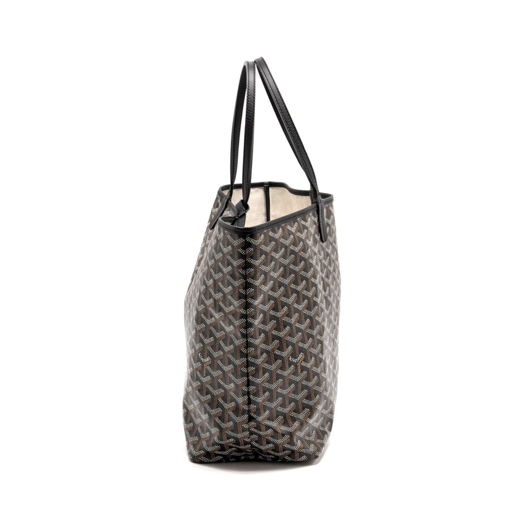 GOYARD SAINT LOUIS PM TOTE  BAG GOYARDINE CANVAS / CALFSKIN BLACK SHW