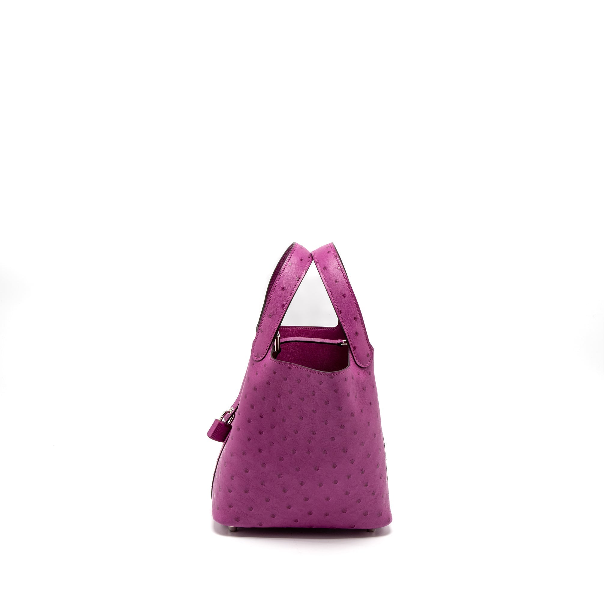 HERMES PICOTIN 18 LOCK BAG OSTRICH L3 ROSE POURPRE FUCHSIA SHW