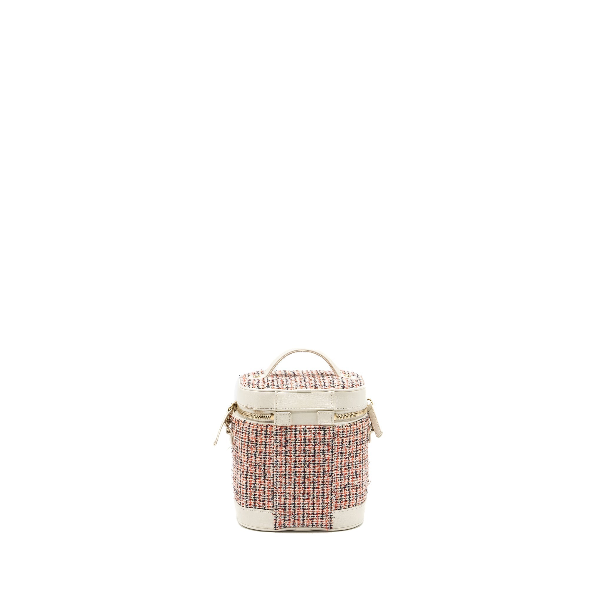 CHANEL TOP HANDLE VANITY CASE WITH CHAIN TWEED MULTICOLOUR WHITE LGHW