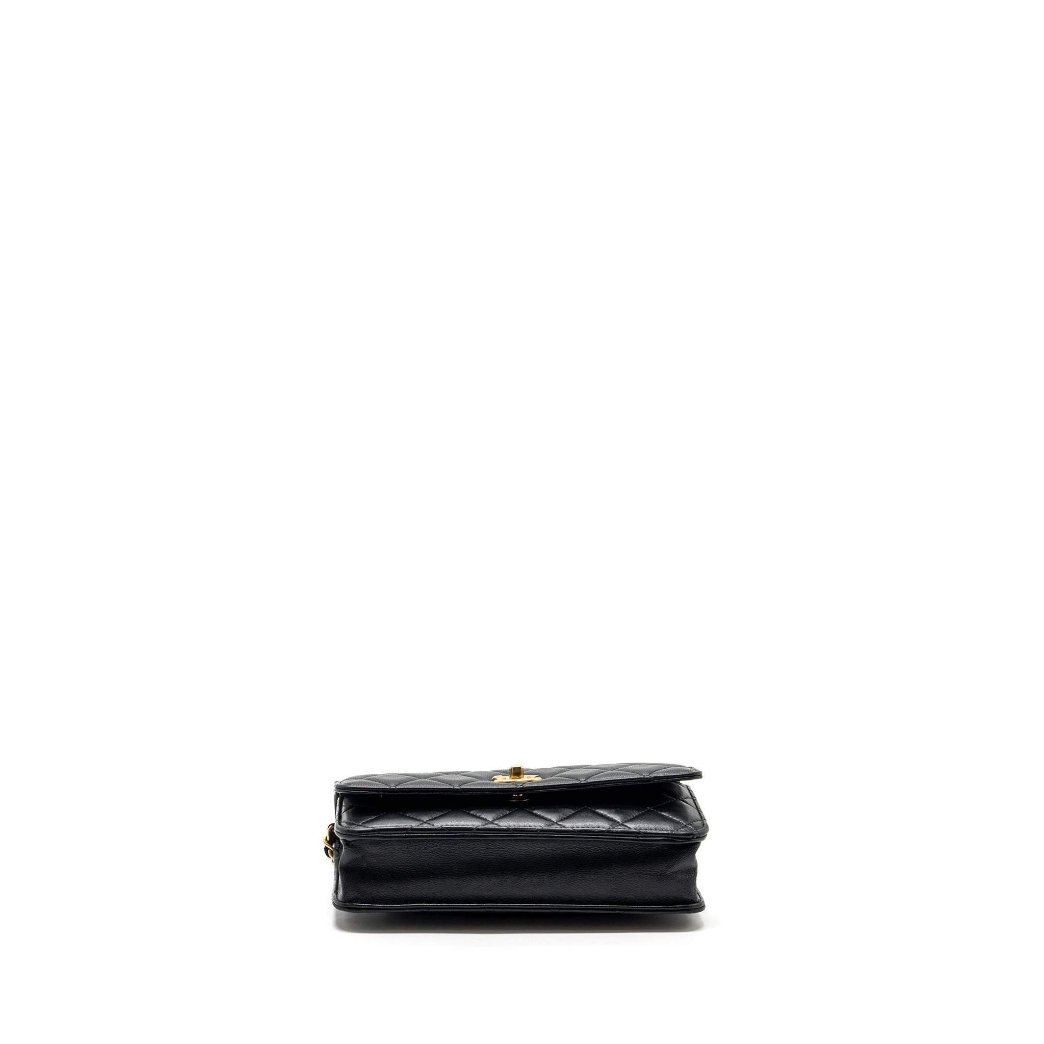 CHANEL PEARL CRUSH WALLET ON CHAIN LAMBSKIN BLACK GHW(MICROCHIP)