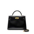 HERMES KELLY 32 BOX BLACK GHW