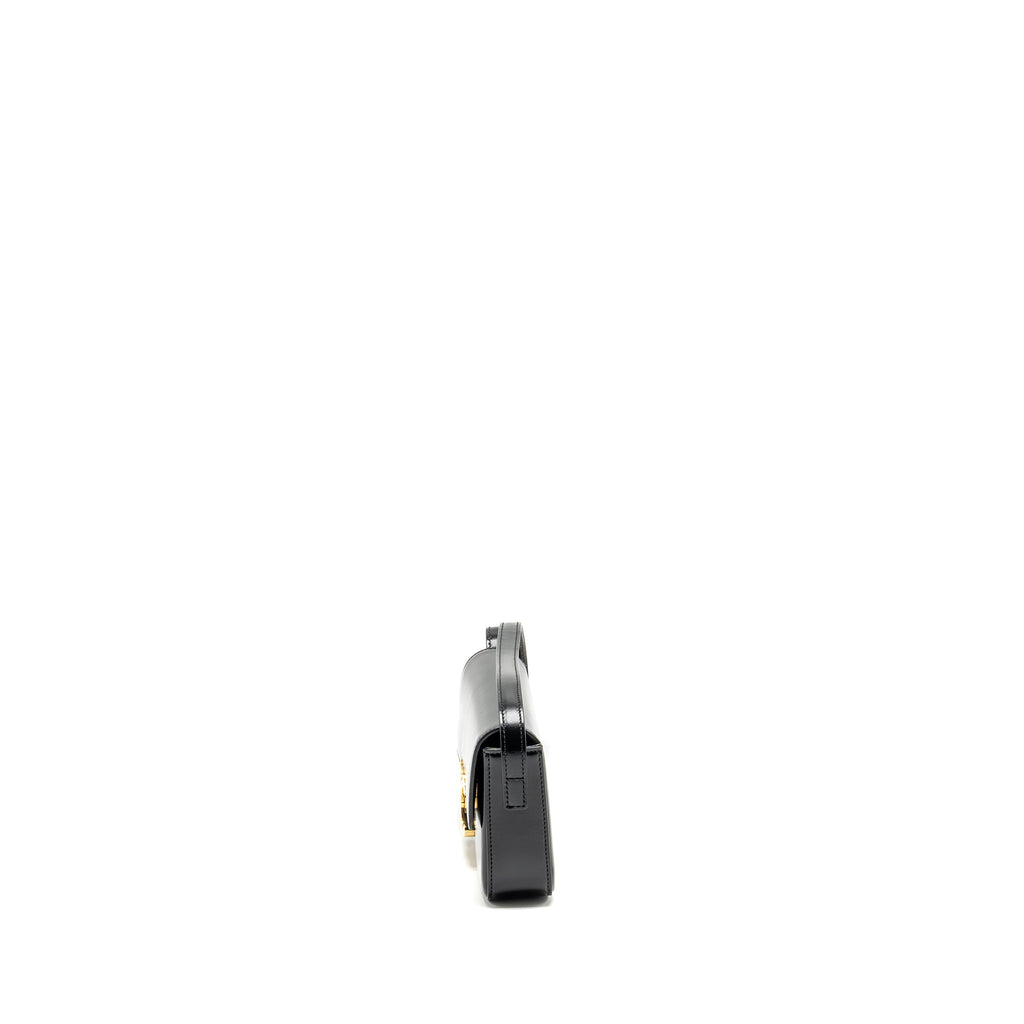 CELINE TRIOMPHE SHOULDER BAG SHINY CALFSKIN BLACK GHW