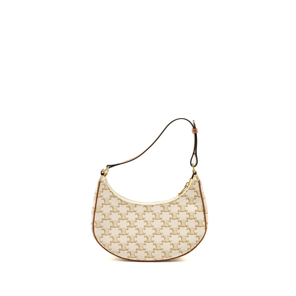 CELINE MEDUIM AVA BAG TRIOMPHE CANVAS/CALFSKIN WHITE/BROWN GHW