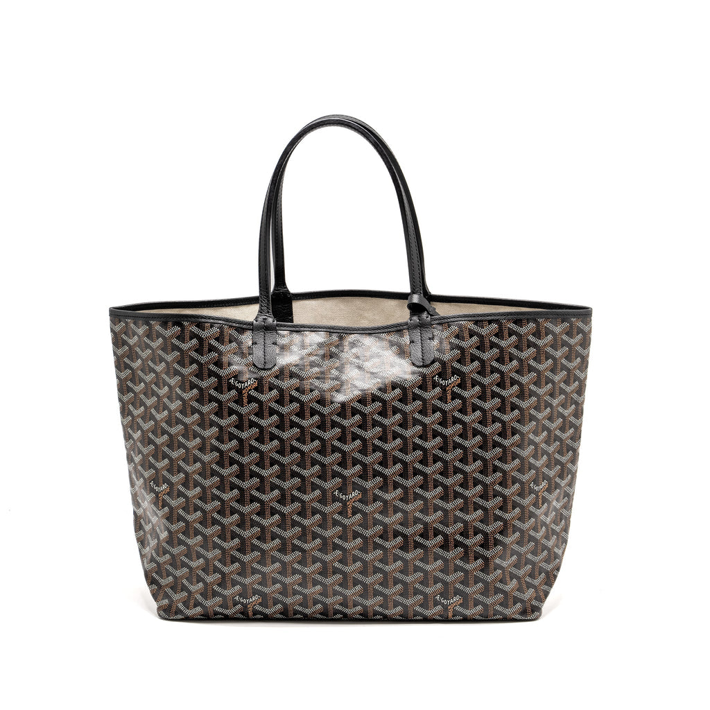 GOYARD SAINT LOUIS PM TOTE  BAG GOYARDINE CANVAS / CALFSKIN BLACK SHW