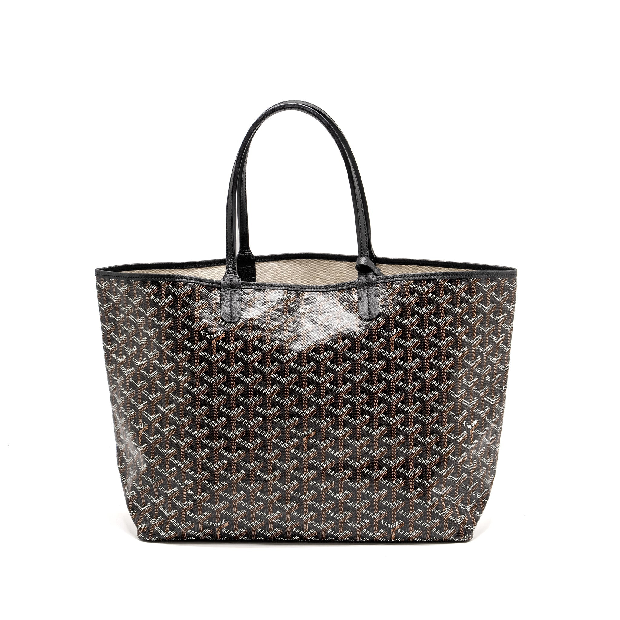 GOYARD SAINT LOUIS PM TOTE  BAG GOYARDINE CANVAS / CALFSKIN BLACK SHW
