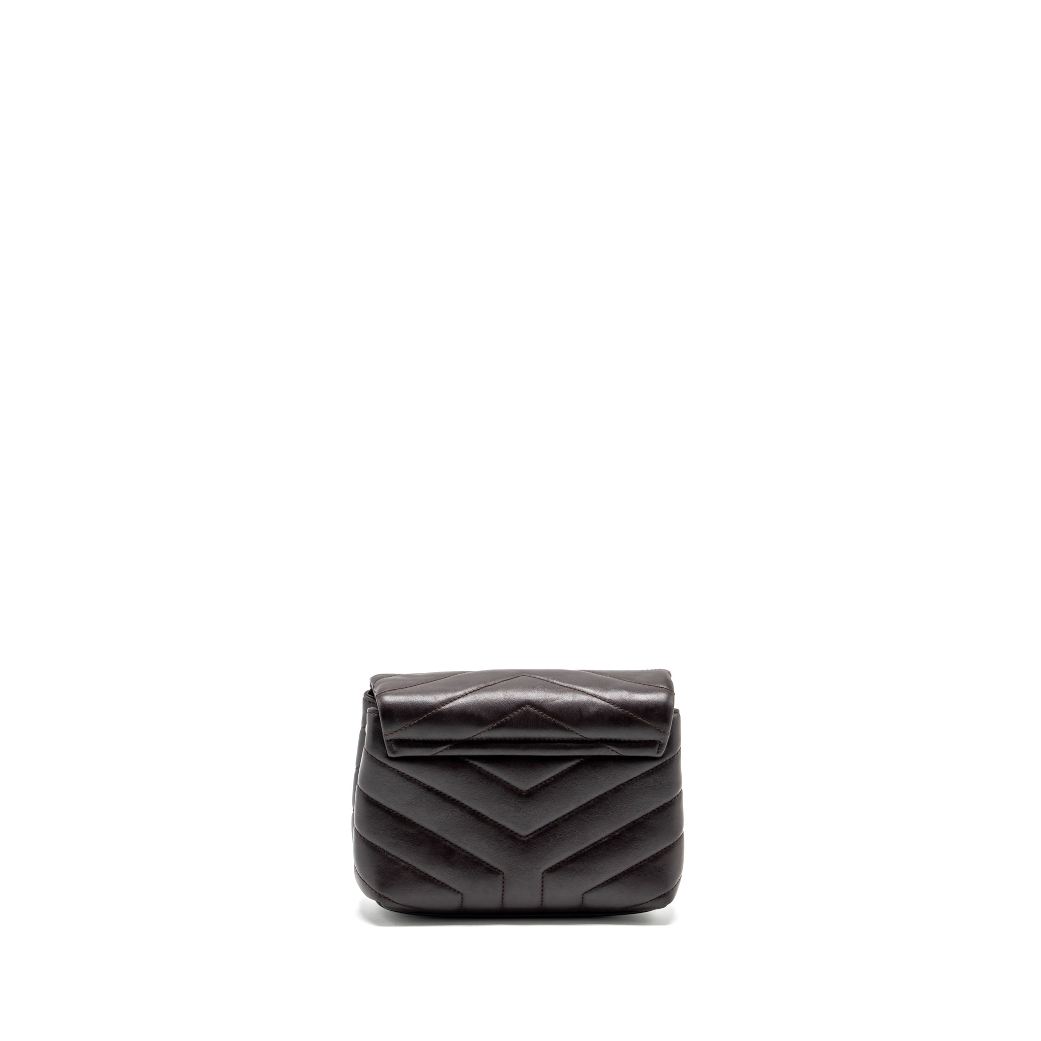 SAINT LAURENT/YSL LOULOU TOY STRAP BAG CALFSKIN BROWN SHW