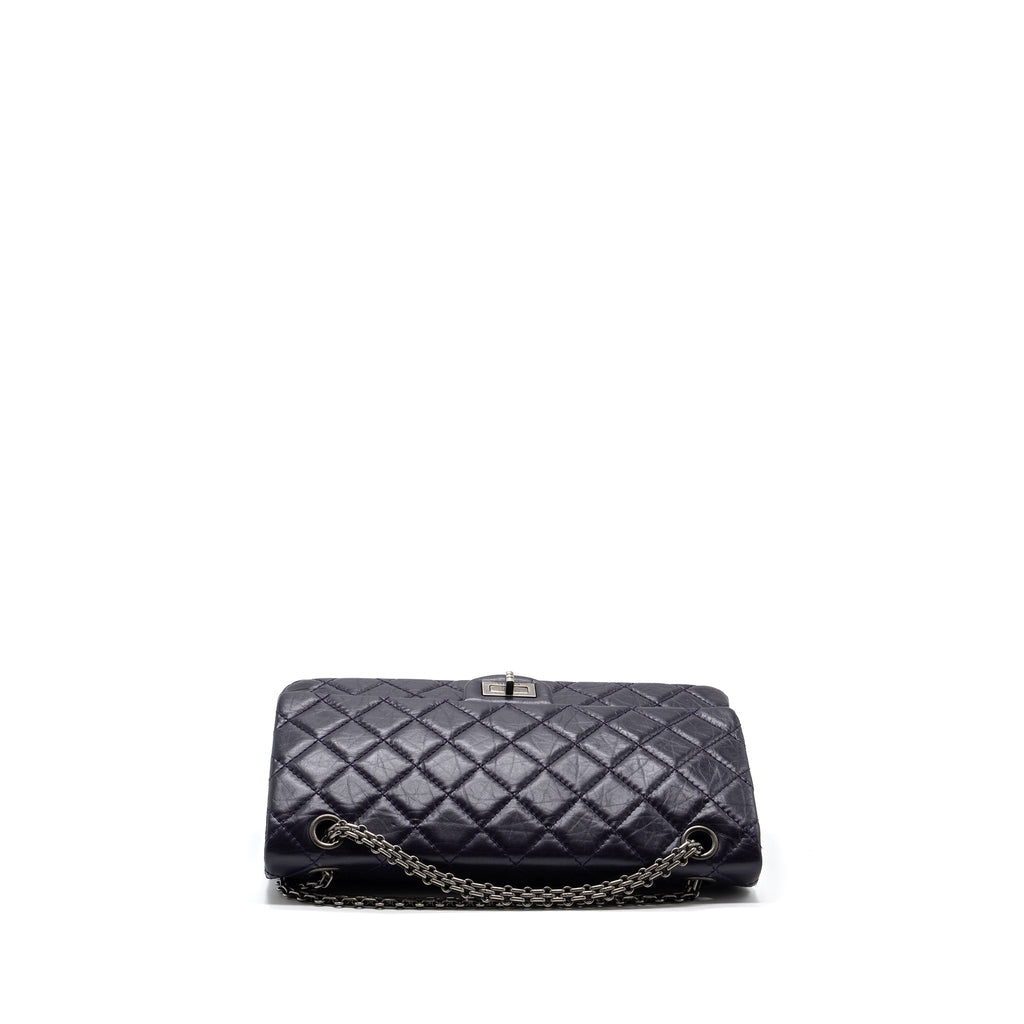 CHANEL LARGE 2.55  REISSUE FLAP BAG AGED CALFSKIN DARK PURPLE RUTHENIUM HARDWARE