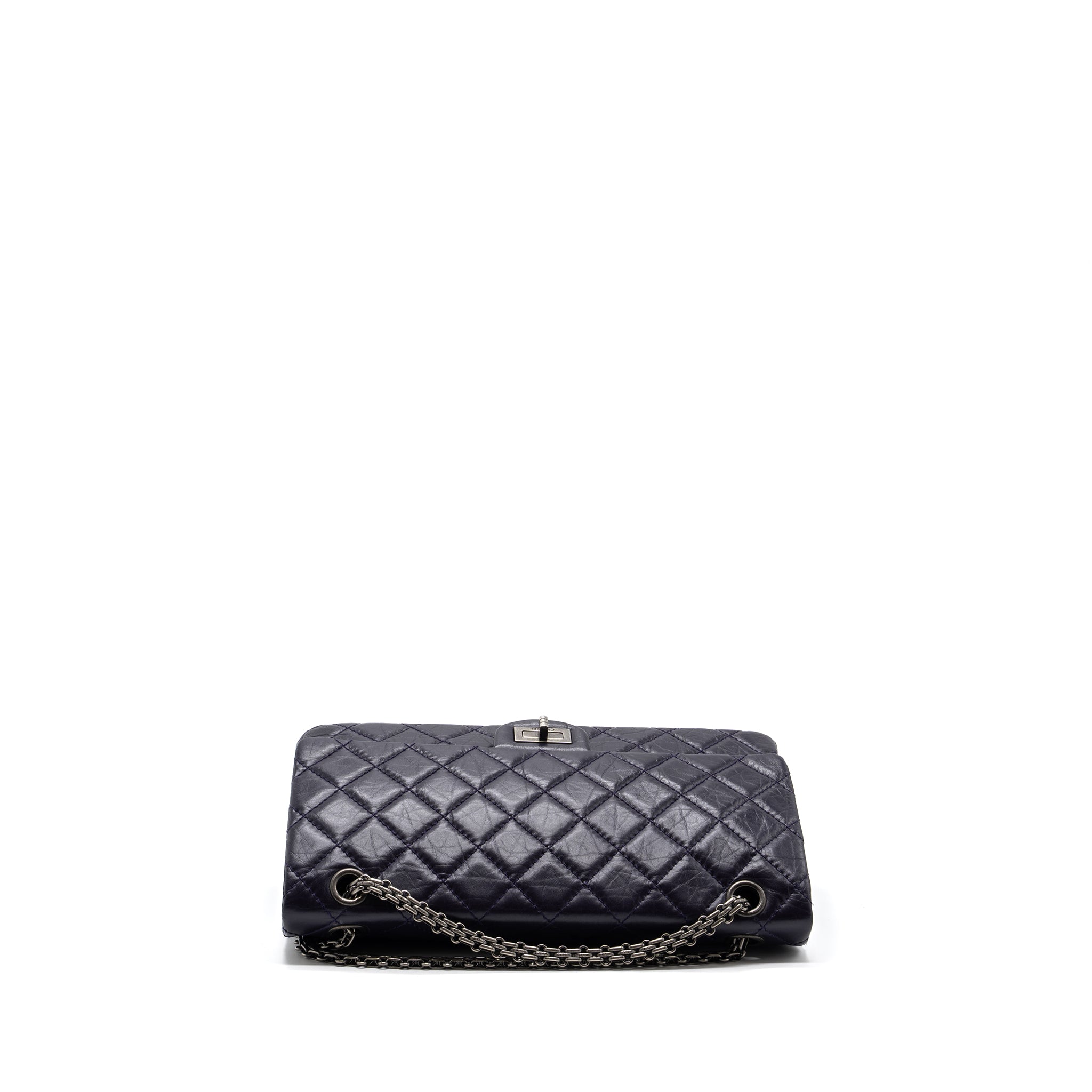 CHANEL LARGE 2.55  REISSUE FLAP BAG AGED CALFSKIN DARK PURPLE RUTHENIUM HARDWARE