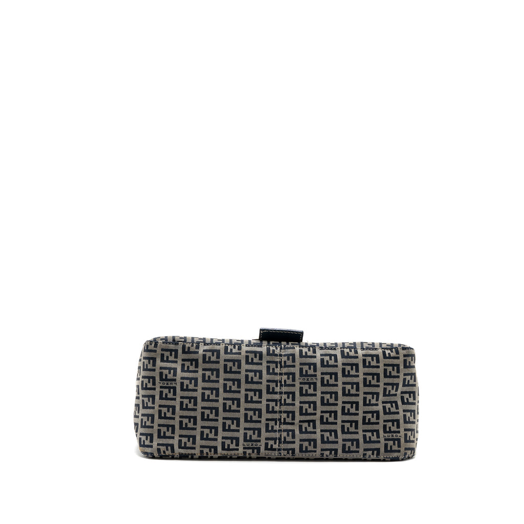 FENDI ZUCCHINO MAMA FLAP BAG FF JACQUARD CANVAS GREY SHW