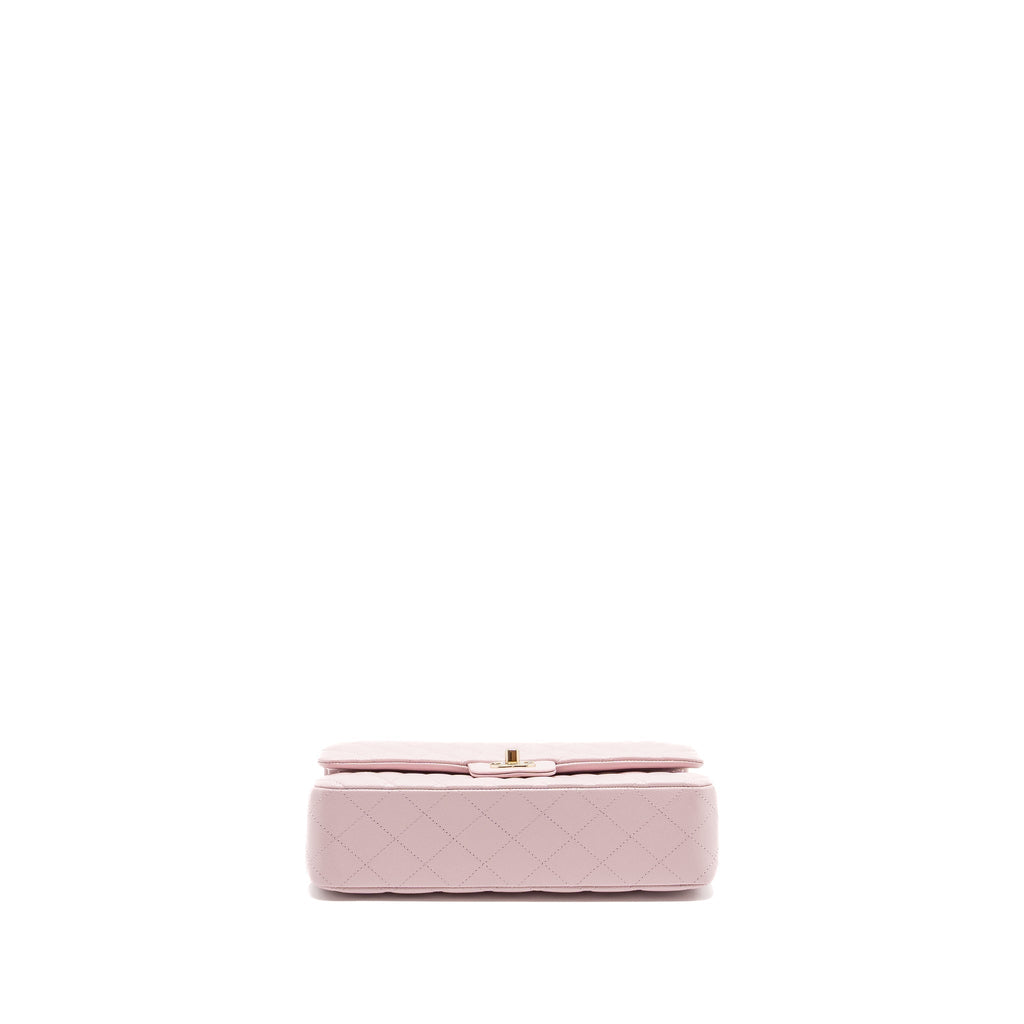CHANEL 21S MEDIUM CLASSIC DOUBLE FLAP BAG CAVIAR LIGHT PINK LGWH