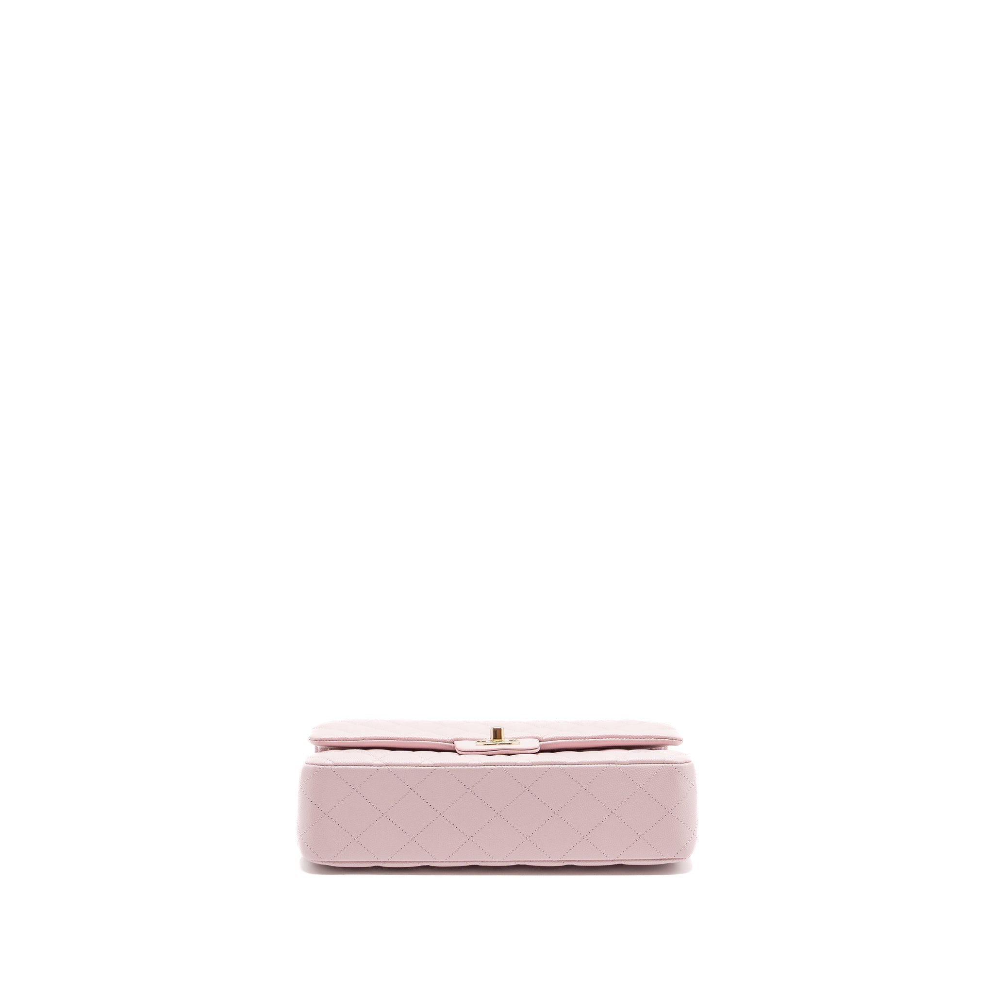 CHANEL 21S MEDIUM CLASSIC DOUBLE FLAP BAG CAVIAR LIGHT PINK LGWH