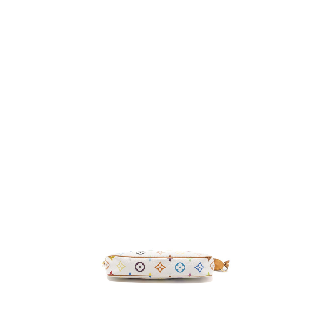 LOUIS VUITTON VINTAGE POCHETTE ACCESSORIES MULTICOLOUR MONOGRAM CANVAS WHITE GHW
