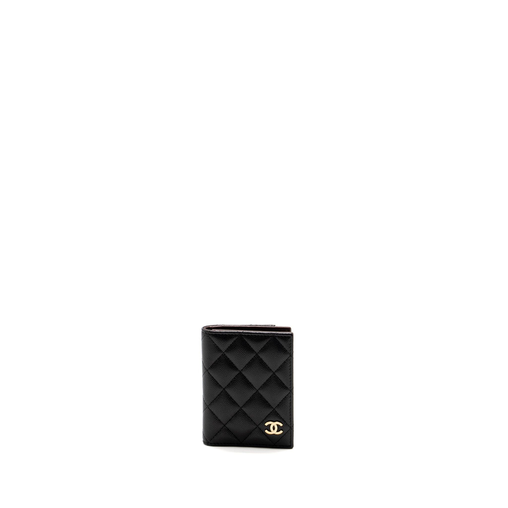 CHANEL COMPACT CARD HOLDER CAVIAR BLACK LGHW