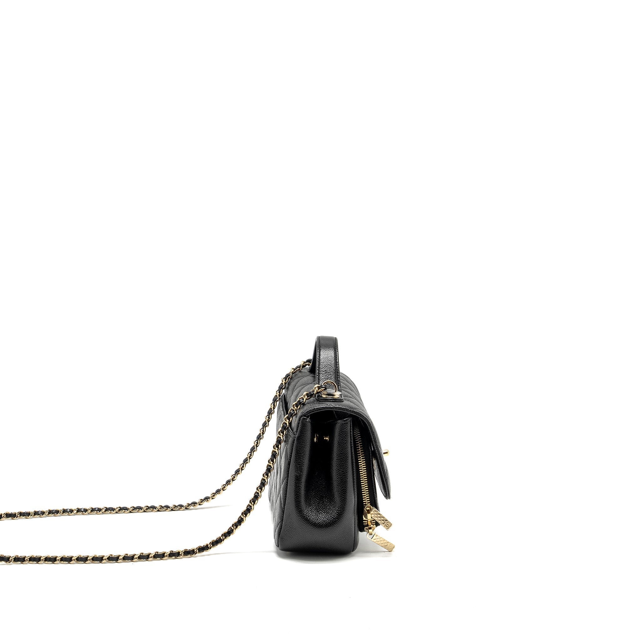 CHANEL SMALL BUSINESS AFFINITY CAVIAR BLACK LGHW