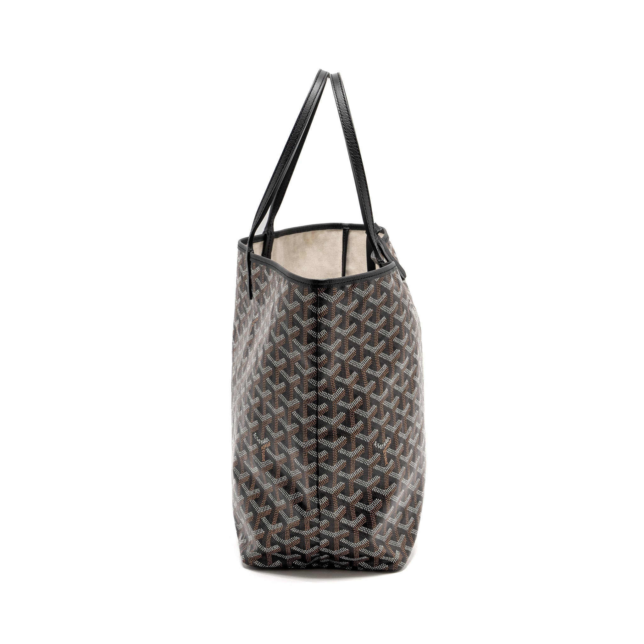 GOYARD SAINT LOUIS PM TOTE  BAG GOYARDINE CANVAS / CALFSKIN BLACK SHW