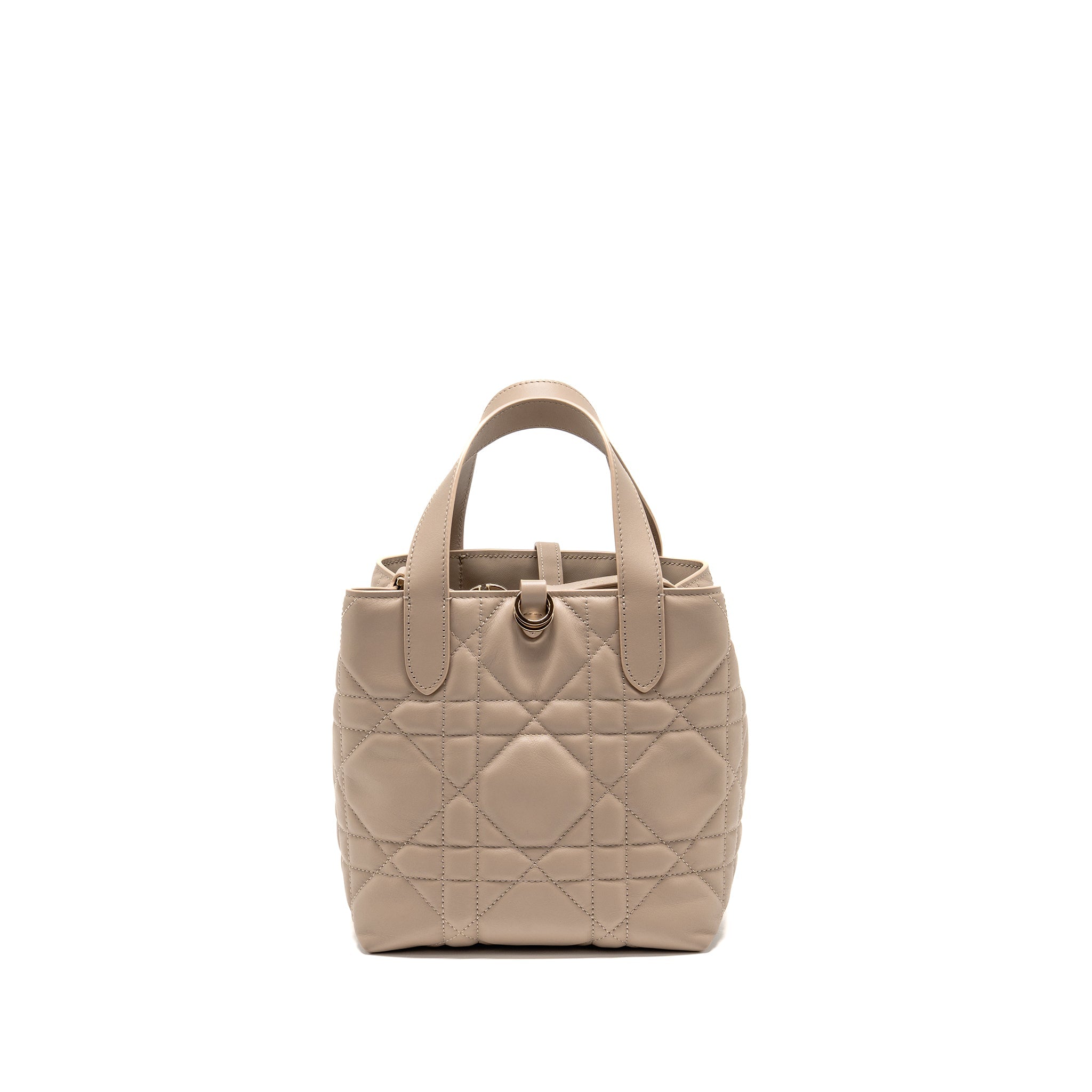 DIOR SMALL TOUJOURS TOTE BAG MACROCANNAGE CALFSKIN POWDER BEIGE LGHW