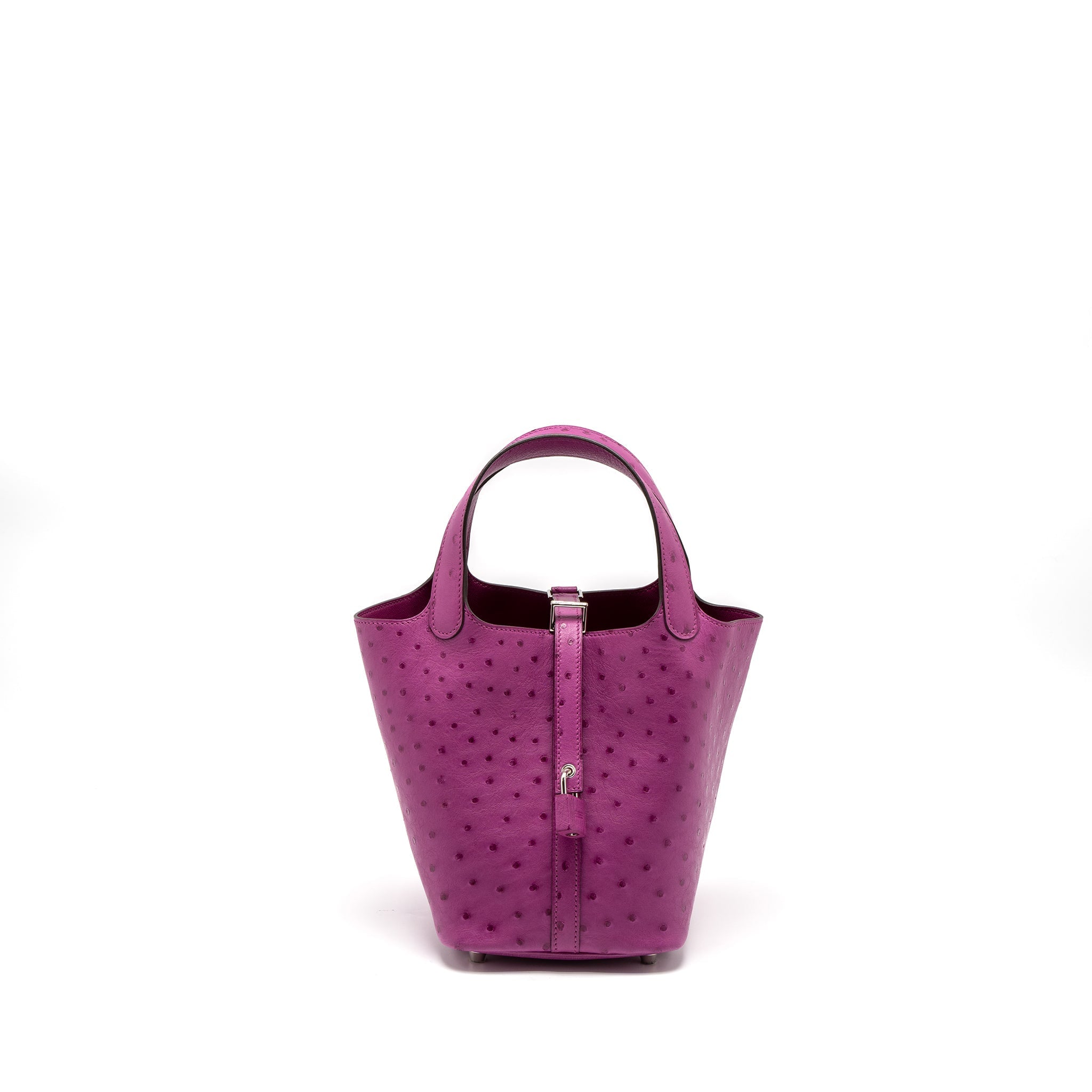 HERMES PICOTIN 18 LOCK BAG OSTRICH L3 ROSE POURPRE FUCHSIA SHW