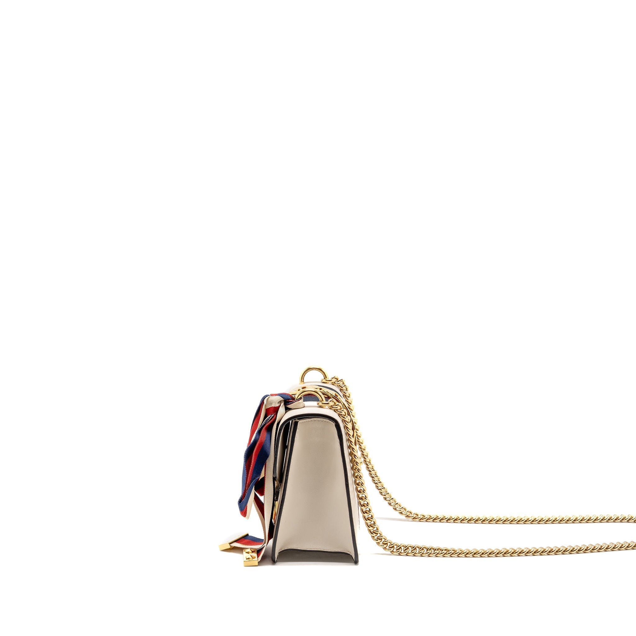 GUCCI MINI SYLVIE CHAIN BAG CALFSKIN WHITE/MULTICOLOUR GHW
