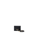 PRADA CARD HOLDER WITH SHOULDER STRAP SAFFIANO LEATHER BLACK GHW