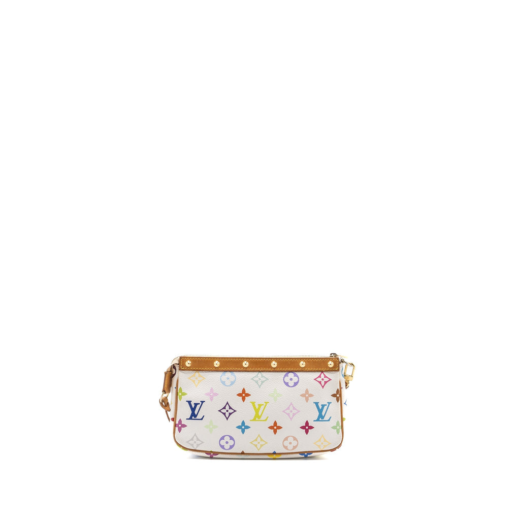 LOUIS VUITTON VINTAGE POCHETTE ACCESSORIES MULTICOLOUR MONOGRAM CANVAS WHITE GHW