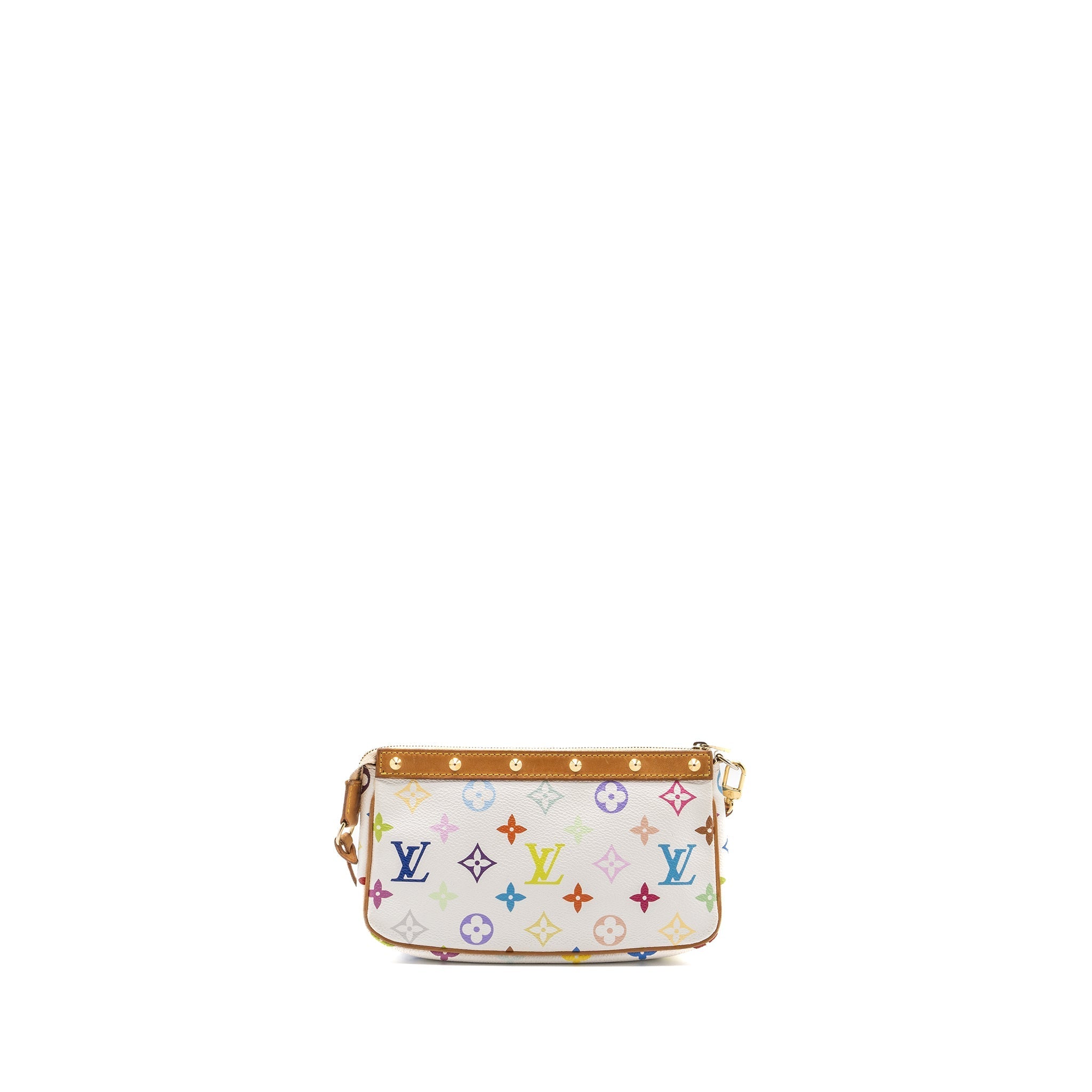 LOUIS VUITTON VINTAGE POCHETTE ACCESSORIES MULTICOLOUR MONOGRAM CANVAS WHITE GHW
