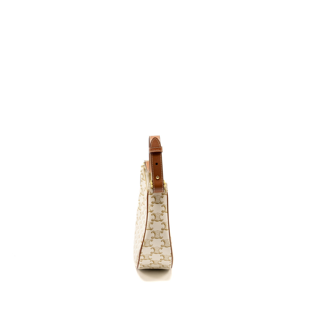 CELINE MEDUIM AVA BAG TRIOMPHE CANVAS/CALFSKIN WHITE/BROWN GHW