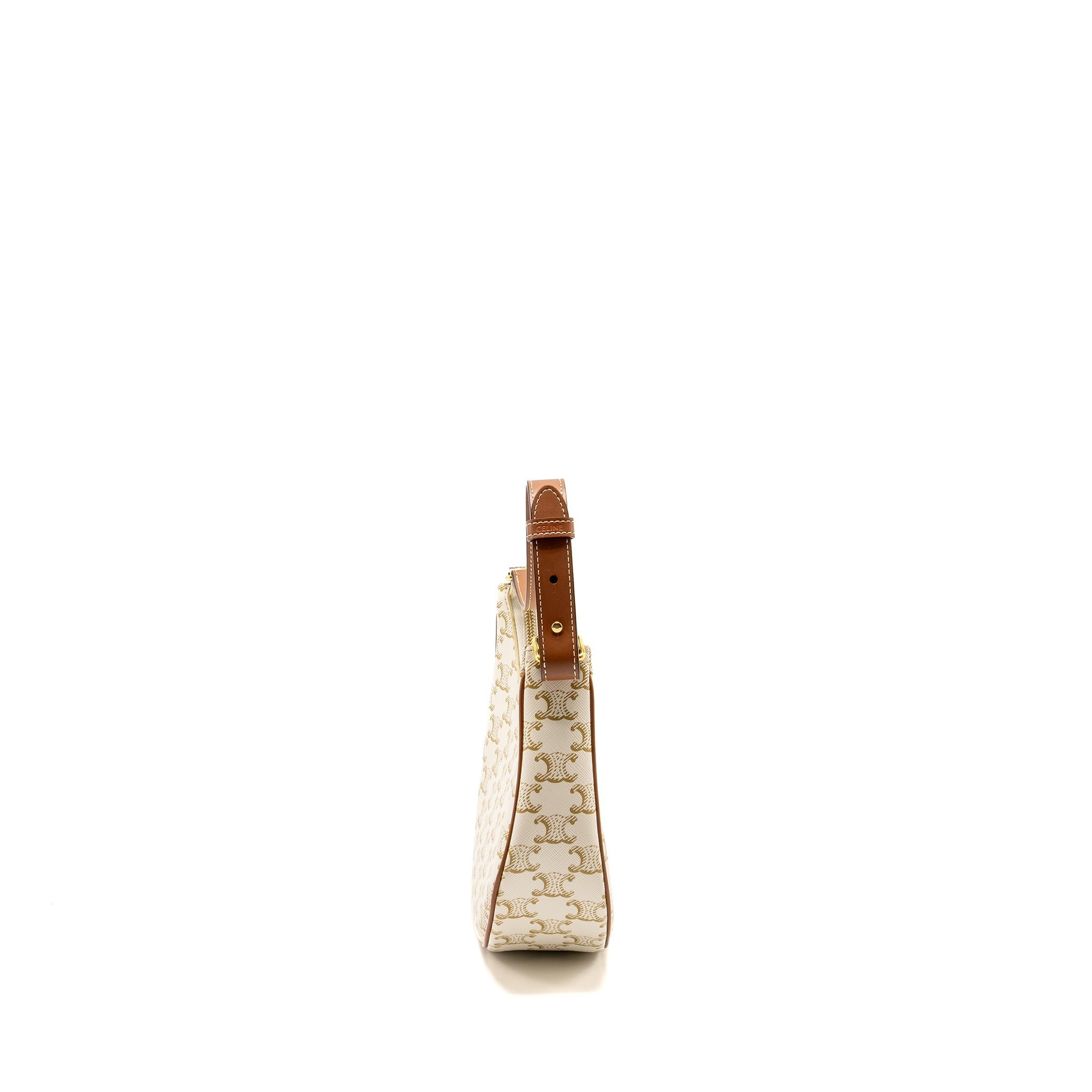 CELINE MEDUIM AVA BAG TRIOMPHE CANVAS/CALFSKIN WHITE/BROWN GHW
