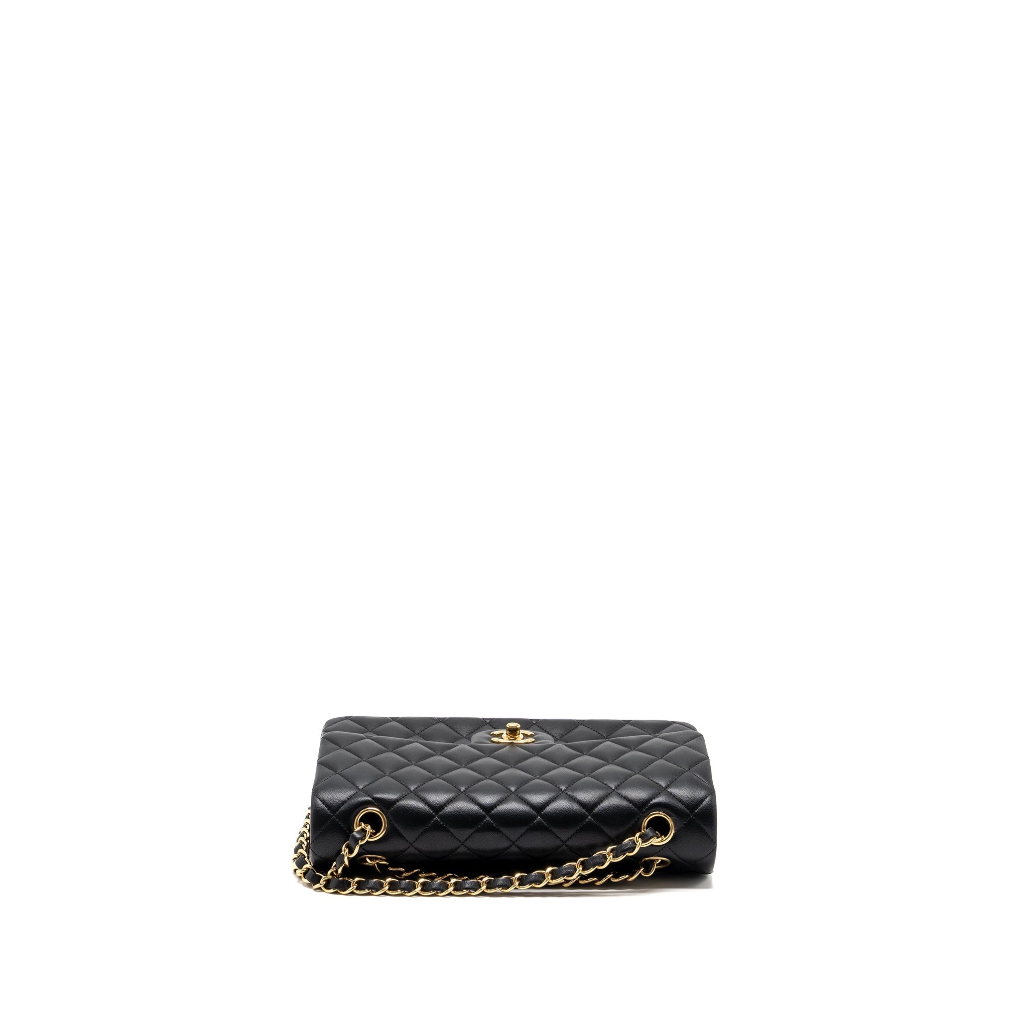 CHANEL MEDIUM CLASSIC DOUBLE FLAP BAG LAMBSKIN BLACK GHW