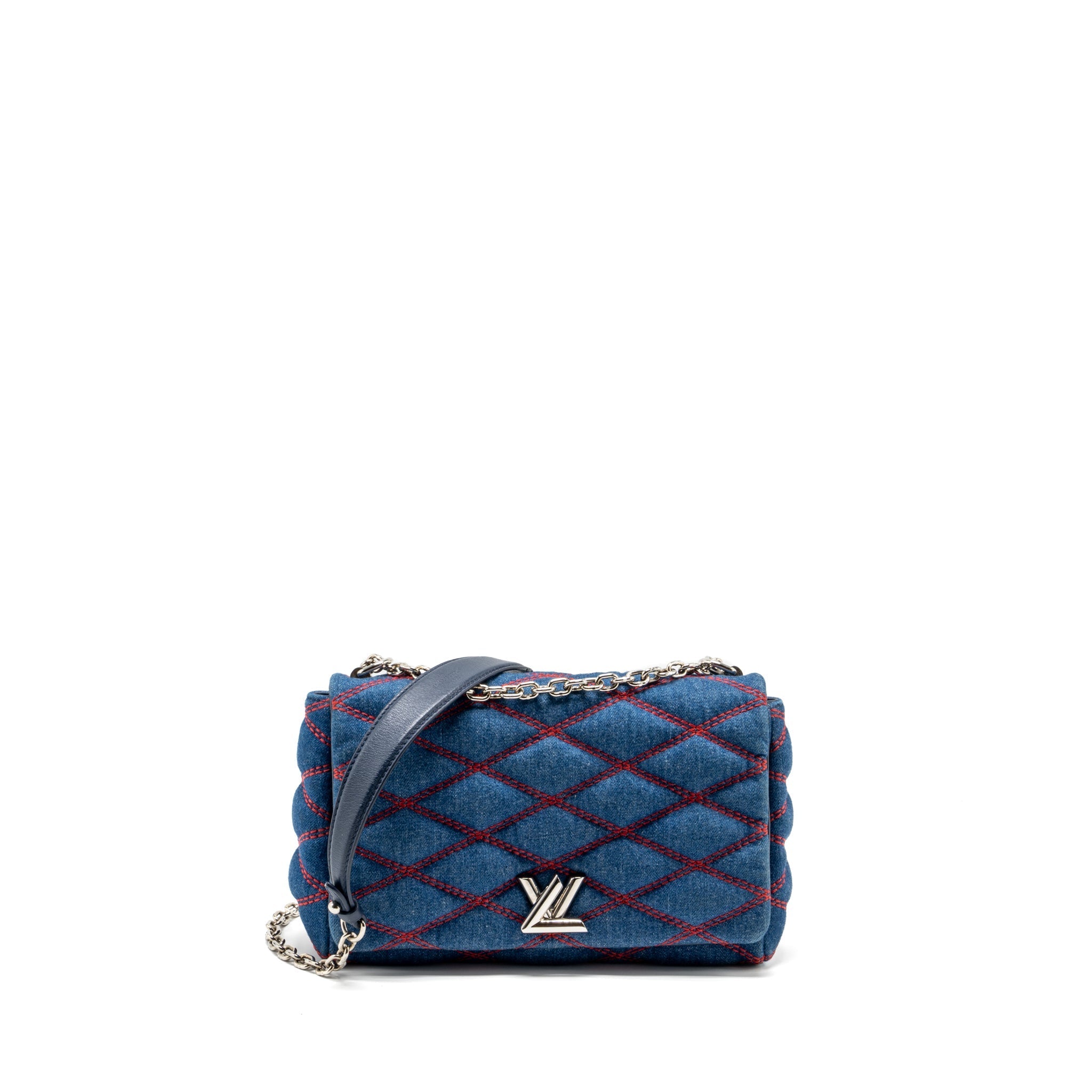 LOUIS VUITTON MALLETAHE GO-14 MM BAG DENIM/LEATHER BLUE/RED SHW